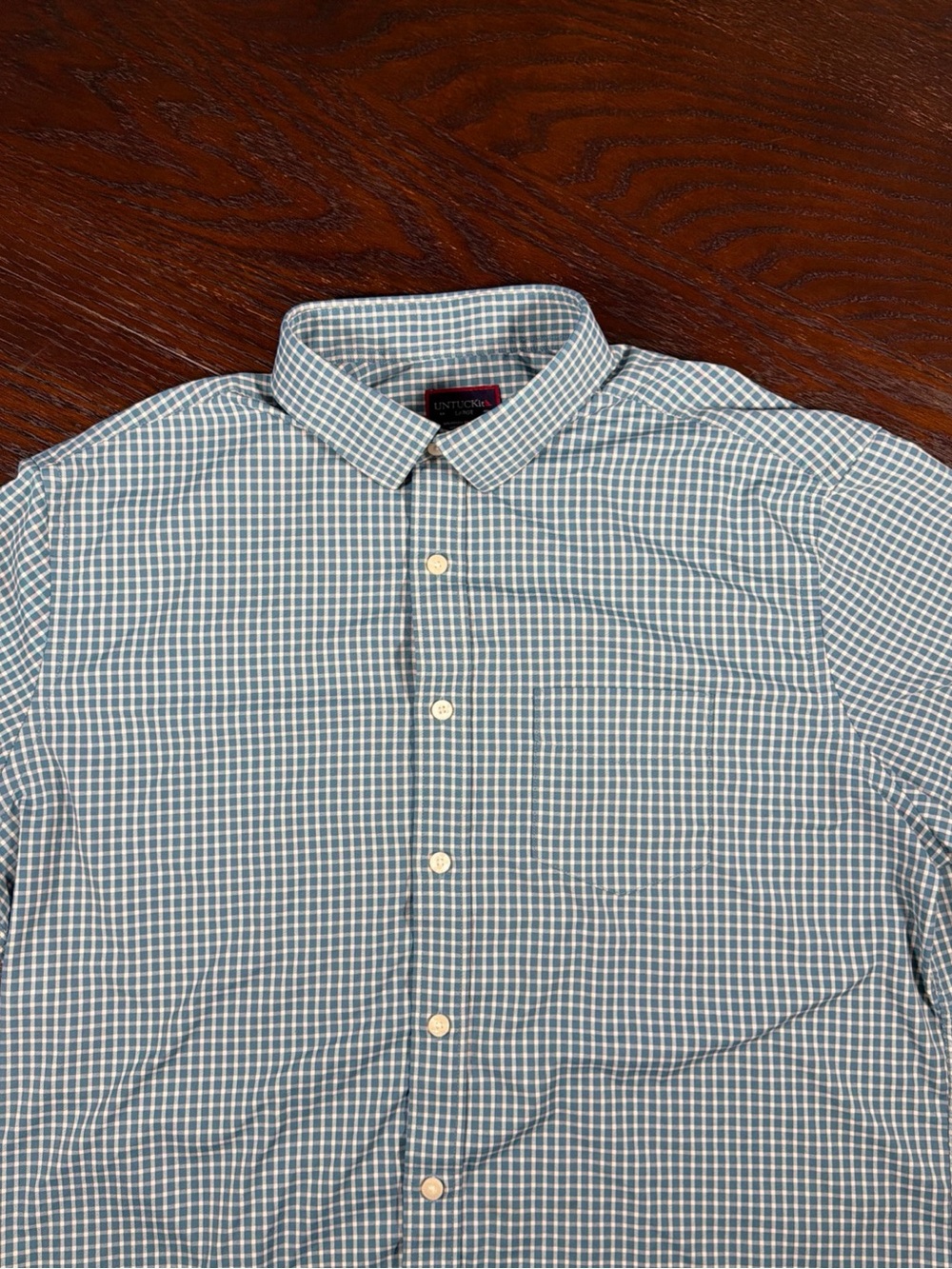 UNTUCKit Green and White Checked Casual Button-Down Shirt